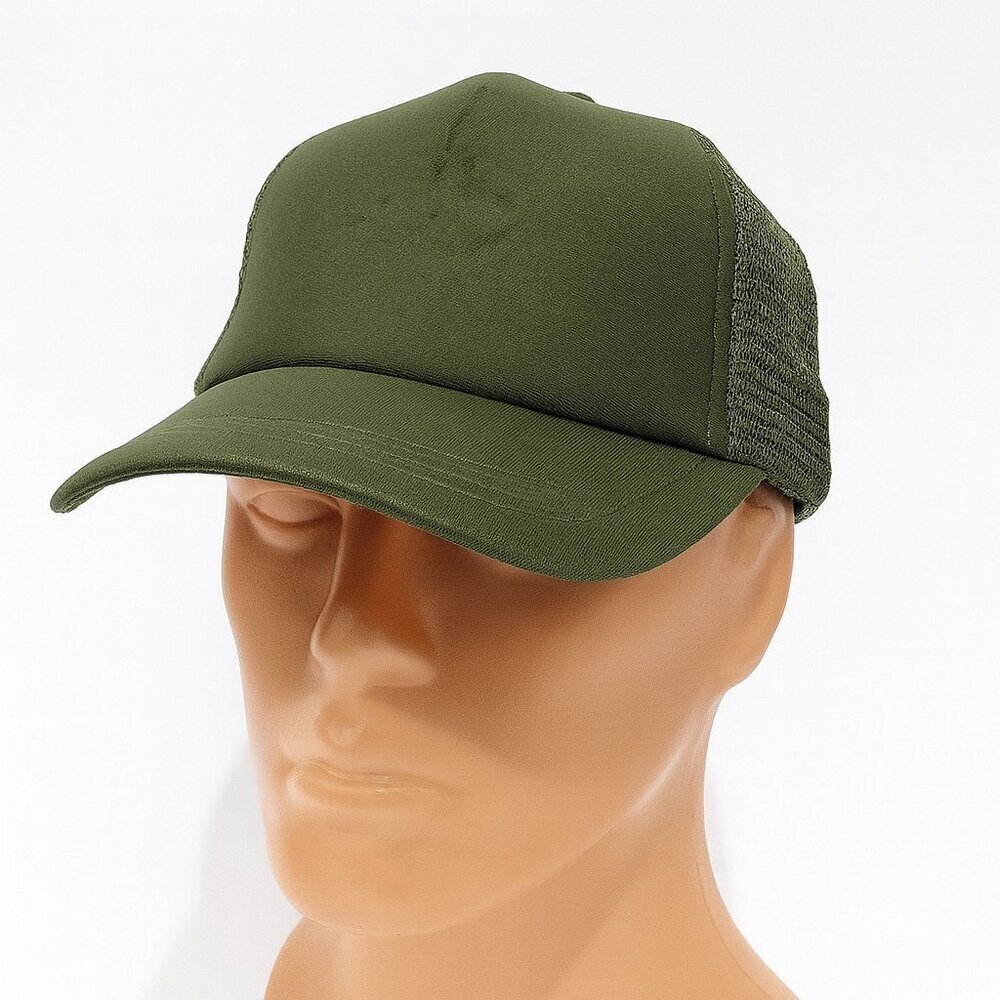 Stylish Olive Green Trucker Hat | Mesh Back Snapback Cap | Casual Wear NEw - Picture 1 of 5